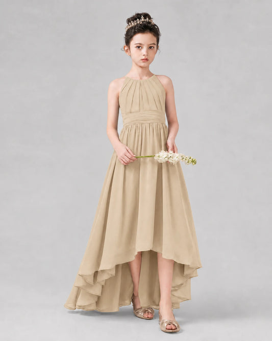 Champagne A-line Junior Bridesmaid Dresses Side