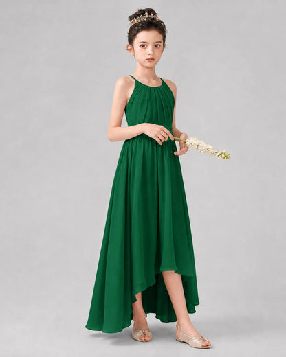 Dark Green A-line Junior Bridesmaid Dresses Front