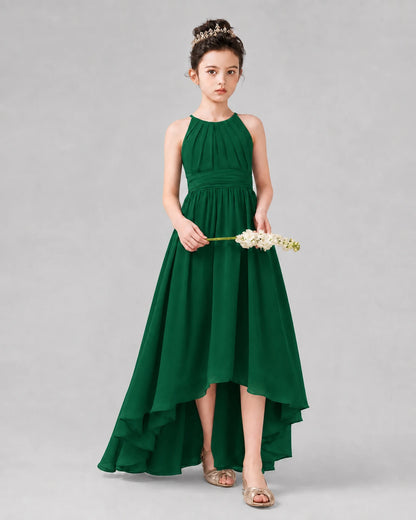 Dark Green A-line Junior Bridesmaid Dresses Side