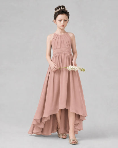 Dusty Rose A-line Junior Bridesmaid Dresses Side