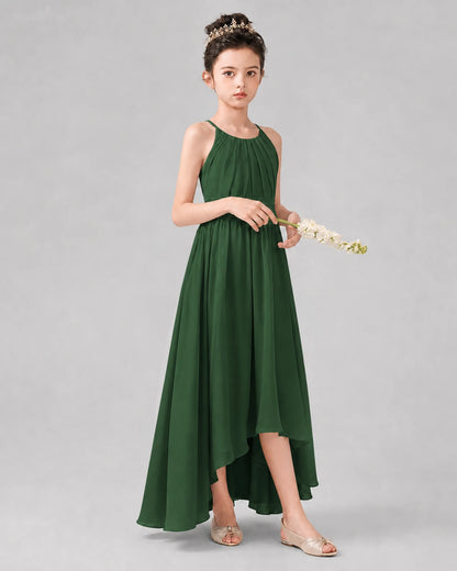 Emerald Green A-line Junior Bridesmaid Dresses Front