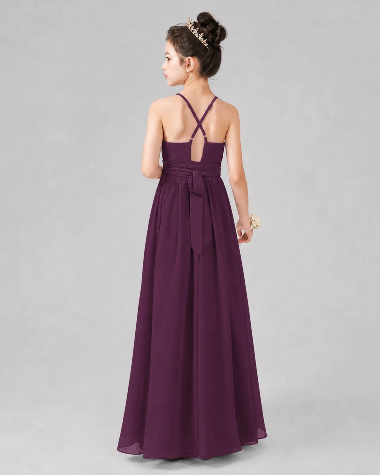 Grape A-line Junior Bridesmaid Dresses Back