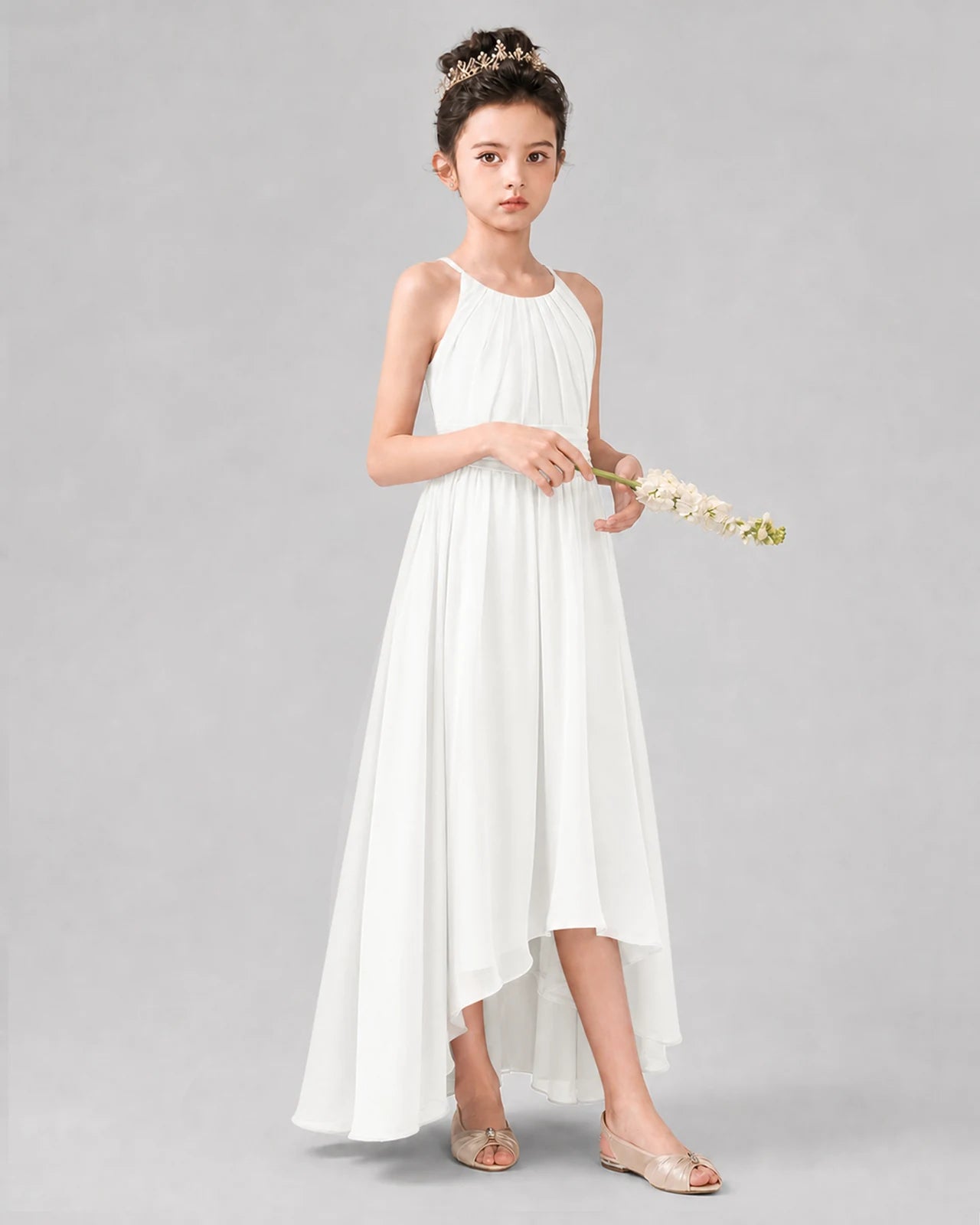 Ivory A-line Junior Bridesmaid Dresses Front