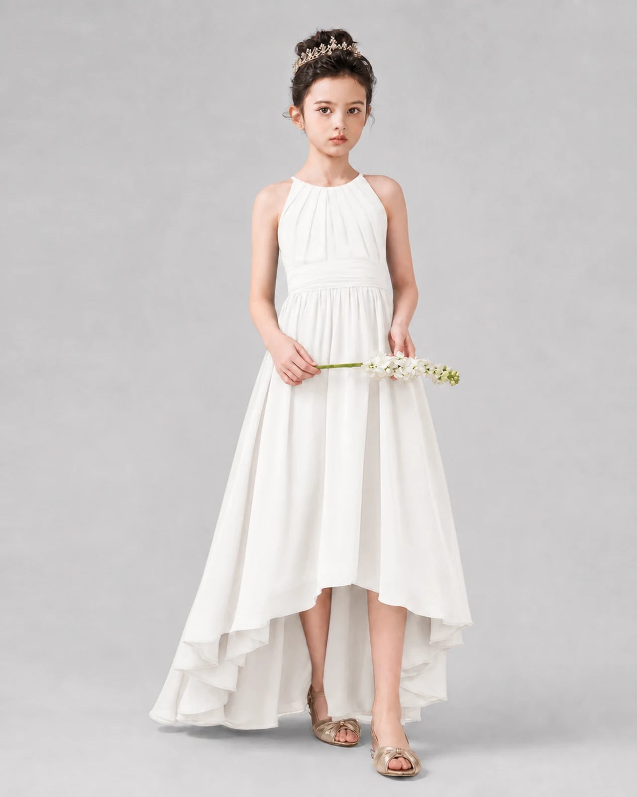 Ivory A-line Junior Bridesmaid Dresses Side