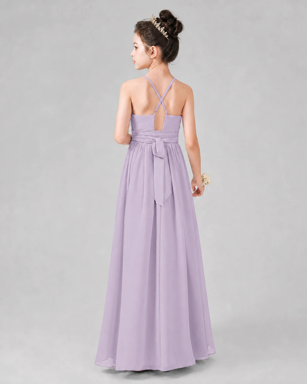 Lavender A-line Junior Bridesmaid Dresses Back