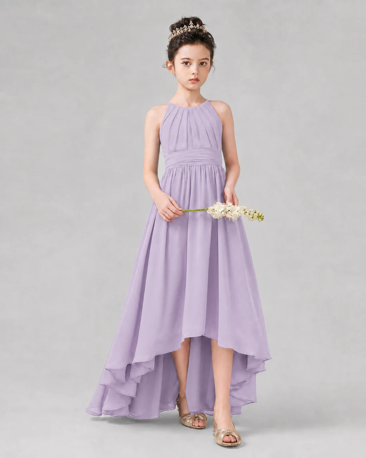 Lavender A-line Junior Bridesmaid Dresses Side