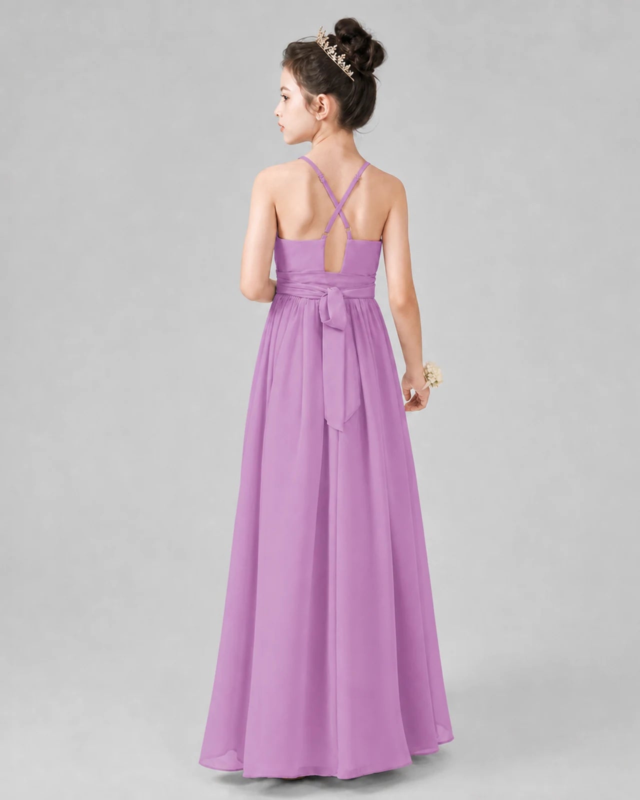 Lilac A-line Junior Bridesmaid Dresses Back