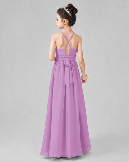 Lilac A-line Junior Bridesmaid Dresses Back