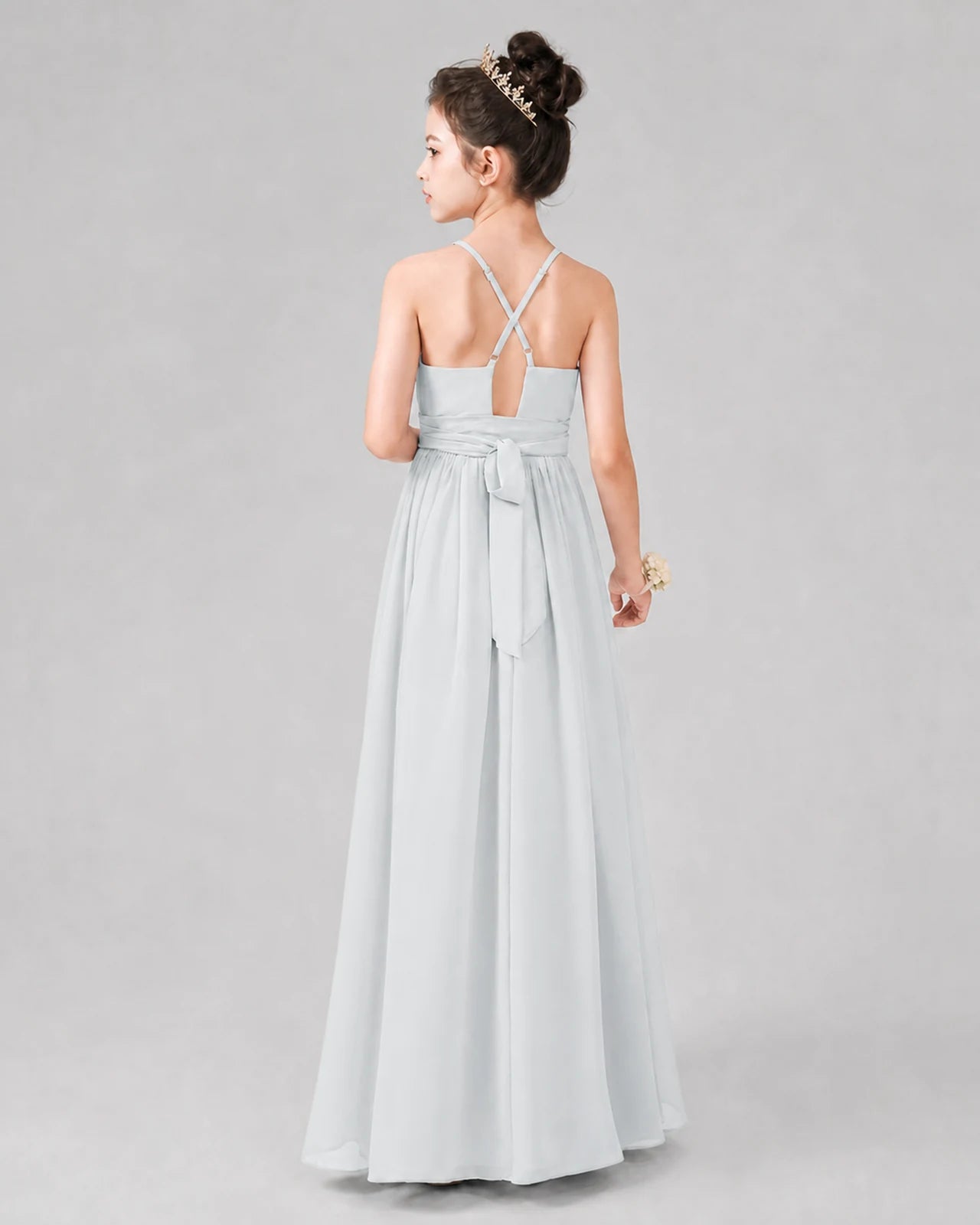 Mist A-line Junior Bridesmaid Dresses Back