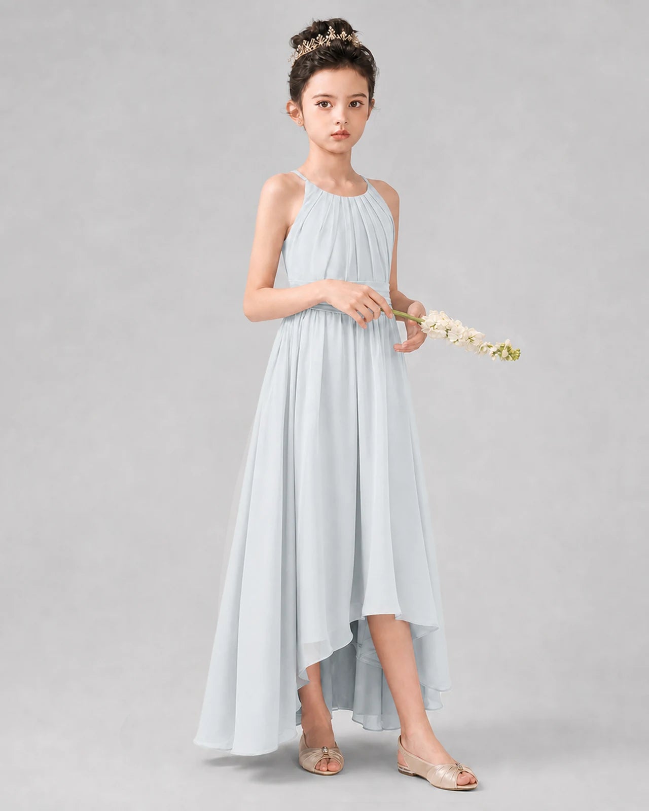Mist A-line Junior Bridesmaid Dresses Front