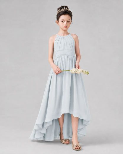 Mist A-line Junior Bridesmaid Dresses Side
