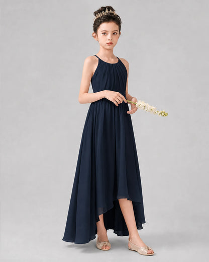 Navy Blue A-line Junior Bridesmaid Dresses Front