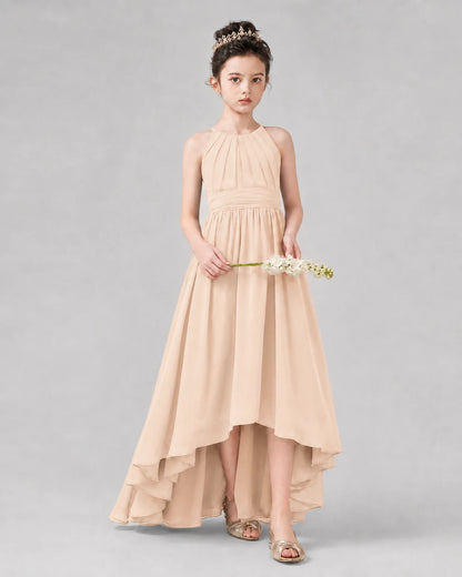 Peach A-line Junior Bridesmaid Dresses Side
