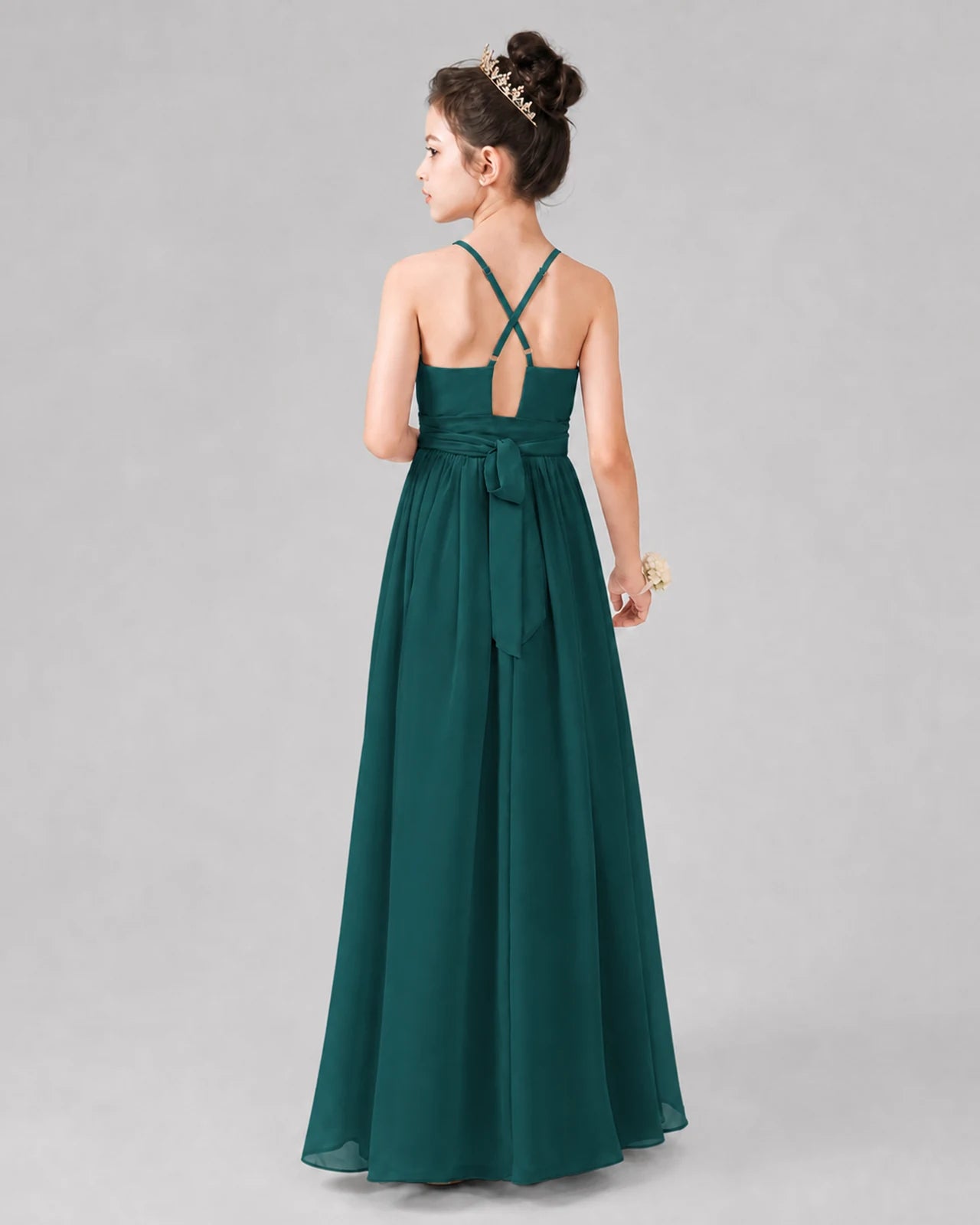 Peacock A-line Junior Bridesmaid Dresses Back