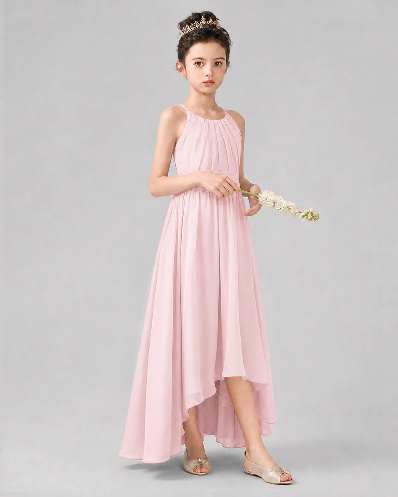 Pink A-line Junior Bridesmaid Dresses Front