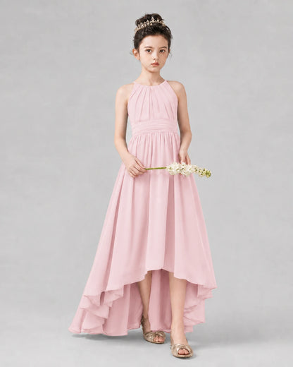 Pink A-line Junior Bridesmaid Dresses Side