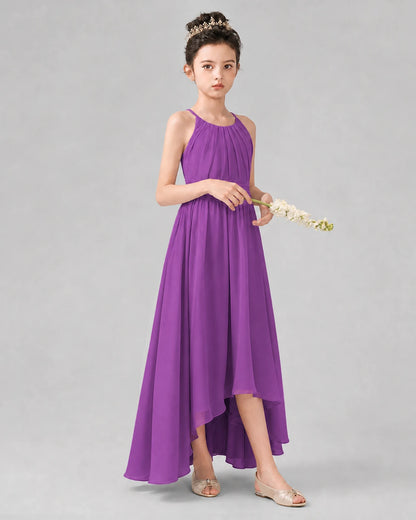 Purple A-line Junior Bridesmaid Dresses Front