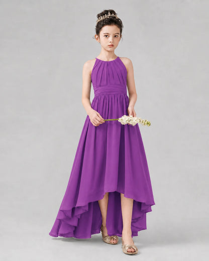 Purple A-line Junior Bridesmaid Dresses Side