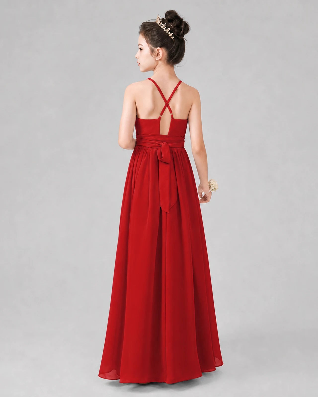 Red A-line Junior Bridesmaid Dresses Back