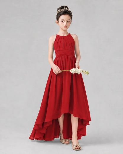 Red A-line Junior Bridesmaid Dresses Side