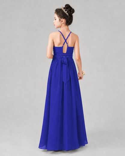 Royal Blue A-line Junior Bridesmaid Dresses Back