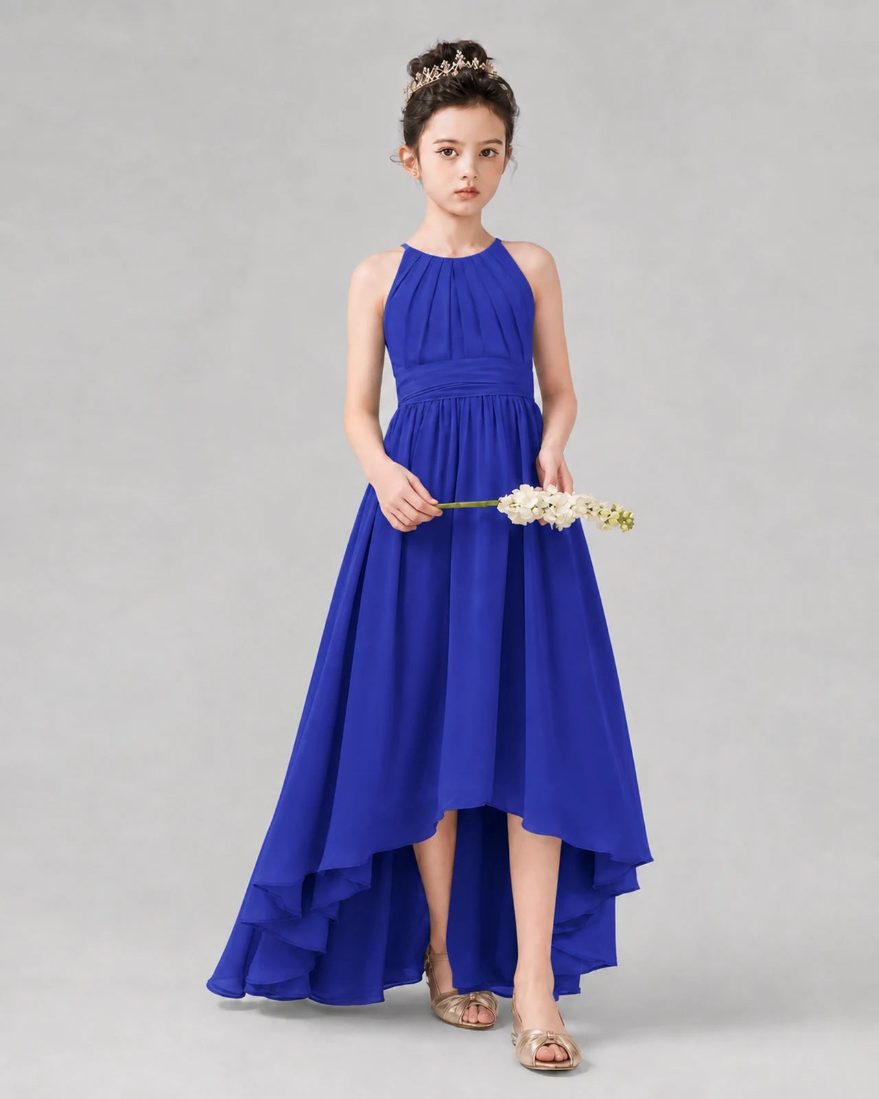 Royal Blue A-line Junior Bridesmaid Dresses Side