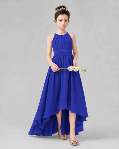 Royal Blue A-line Junior Bridesmaid Dresses Side