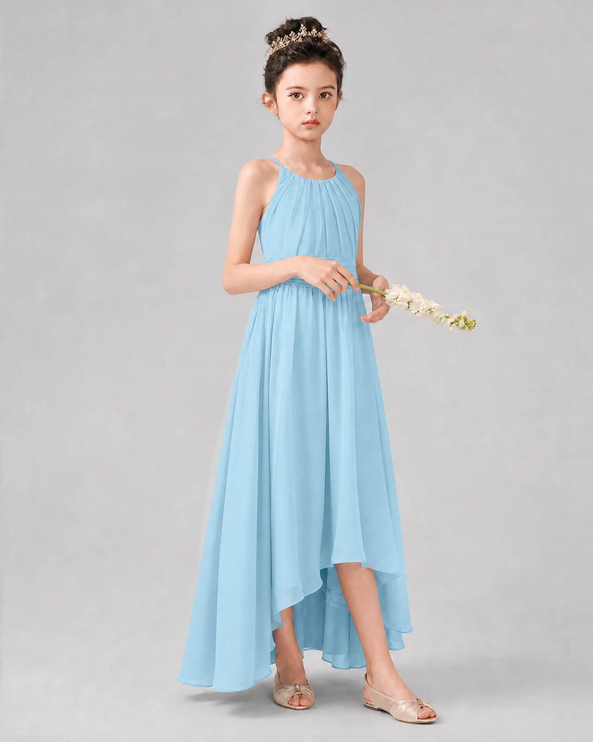 Sky Blue A-line Junior Bridesmaid Dresses Front