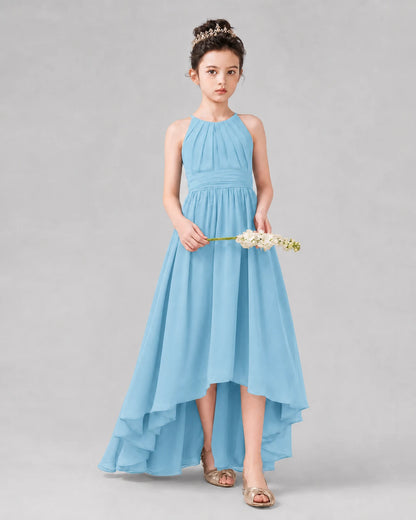 Sky Blue A-line Junior Bridesmaid Dresses Side