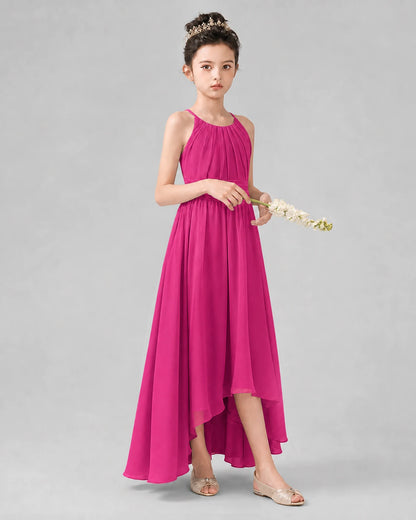 Hot Pink A-line Junior Bridesmaid Dresses Front