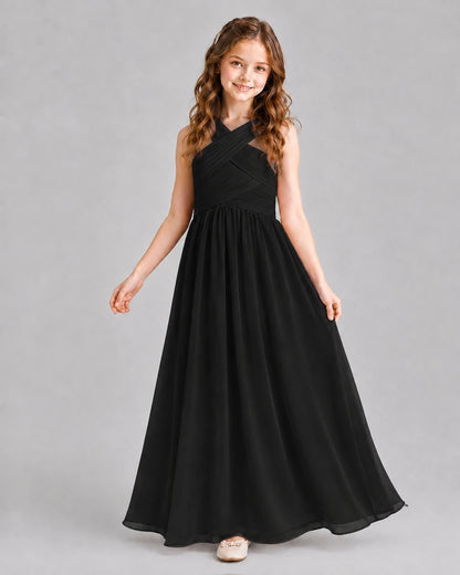 Black A-line Junior Bridesmaid Dresses Pose