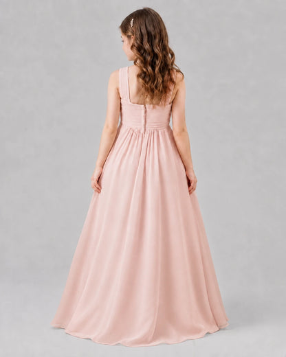 Blush Pink A-line Junior Bridesmaid Dresses Back