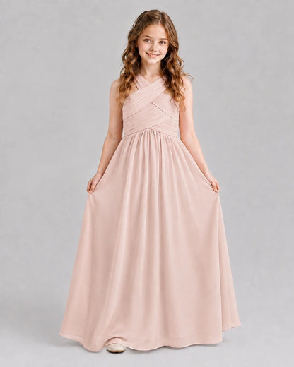 Blush Pink A-line Junior Bridesmaid Dresses Front