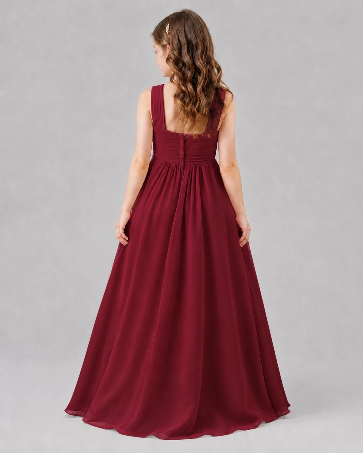 Burgundy A-line Junior Bridesmaid Dresses Back