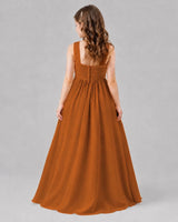 Burnt Orange A-line Junior Bridesmaid Dresses Back