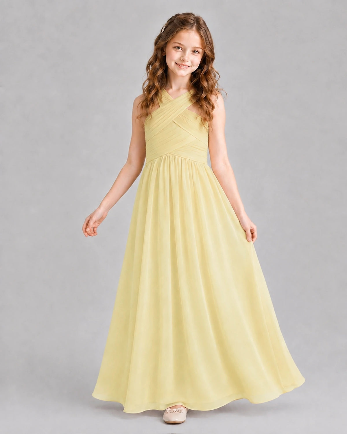 Daffodil A-line Junior Bridesmaid Dresses Pose