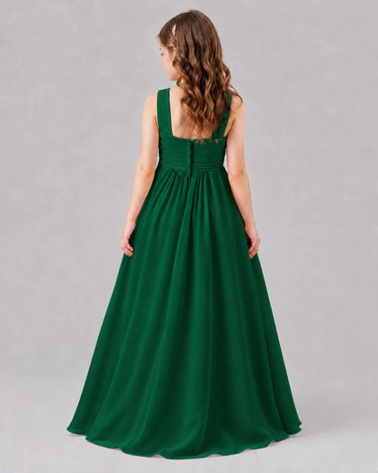Dark Green A-line Junior Bridesmaid Dresses Back