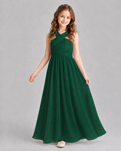 Dark Green A-line Junior Bridesmaid Dresses Pose