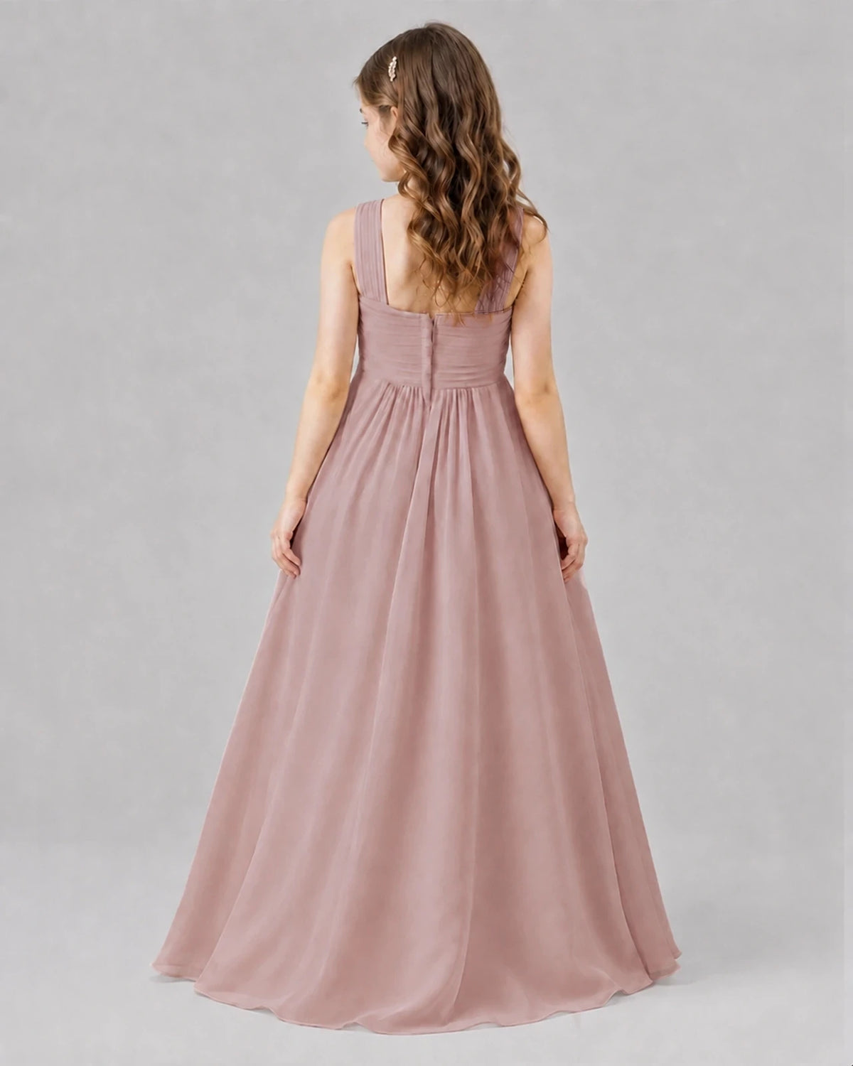 Dusty Rose A-line Junior Bridesmaid Dresses Back