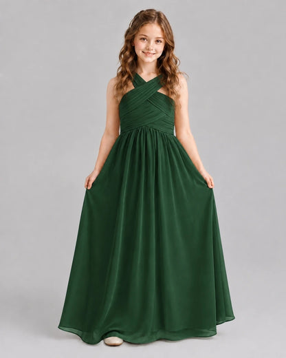 Emerald Green A-line Junior Bridesmaid Dresses Front