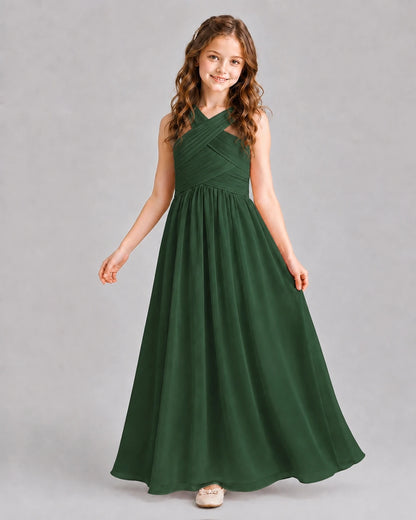 Emerald Green A-line Junior Bridesmaid Dresses Pose