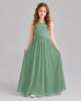 Eucalyptus A-line Junior Bridesmaid Dresses Front