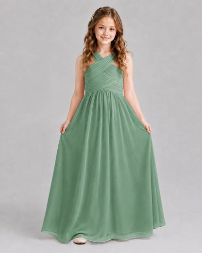 Eucalyptus A-line Junior Bridesmaid Dresses Front