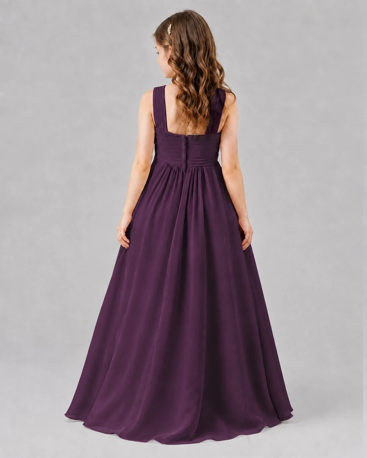 Grape A-line Junior Bridesmaid Dresses Back