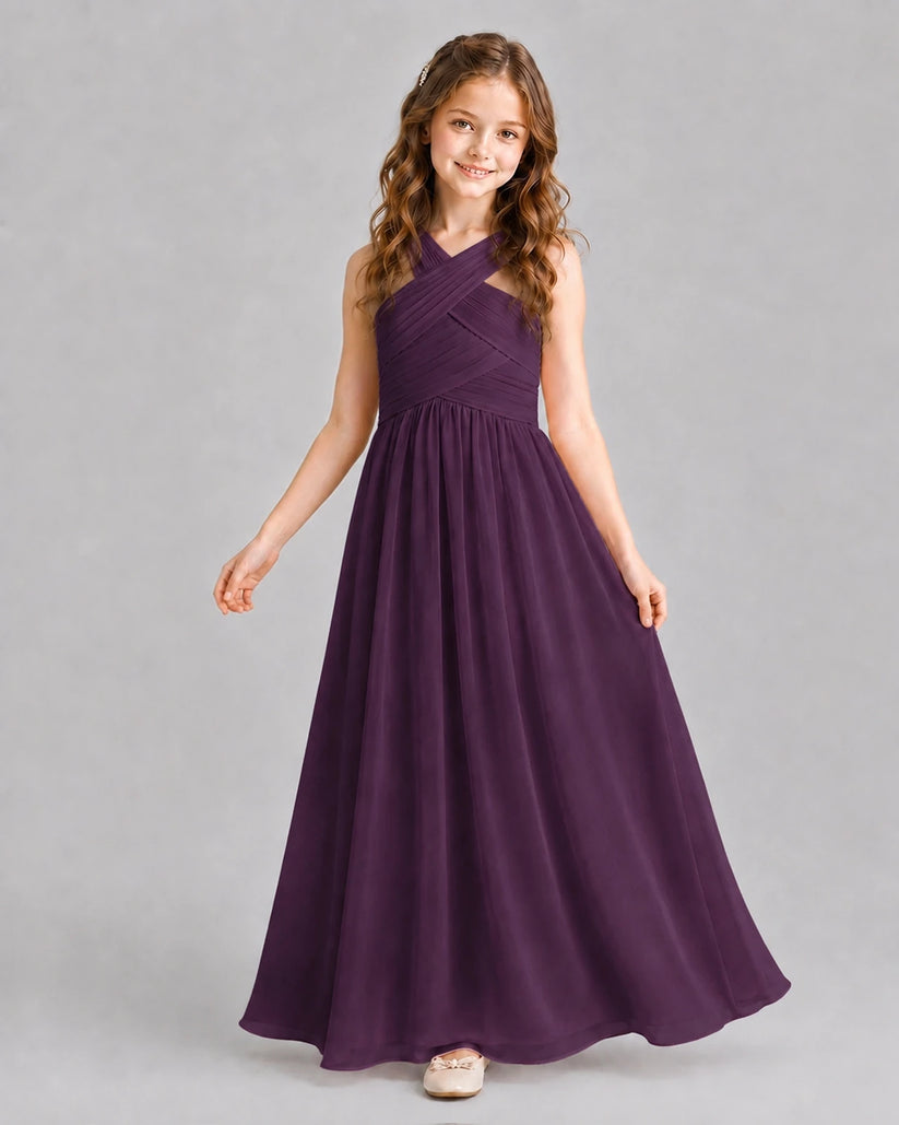 Grape A-line Junior Bridesmaid Dresses Pose