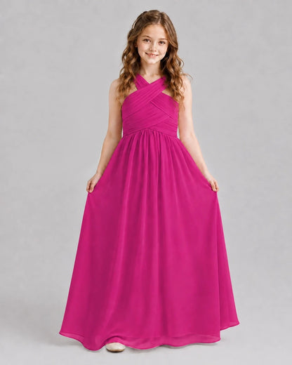 Hot Pink A-line Junior Bridesmaid Dresses Front