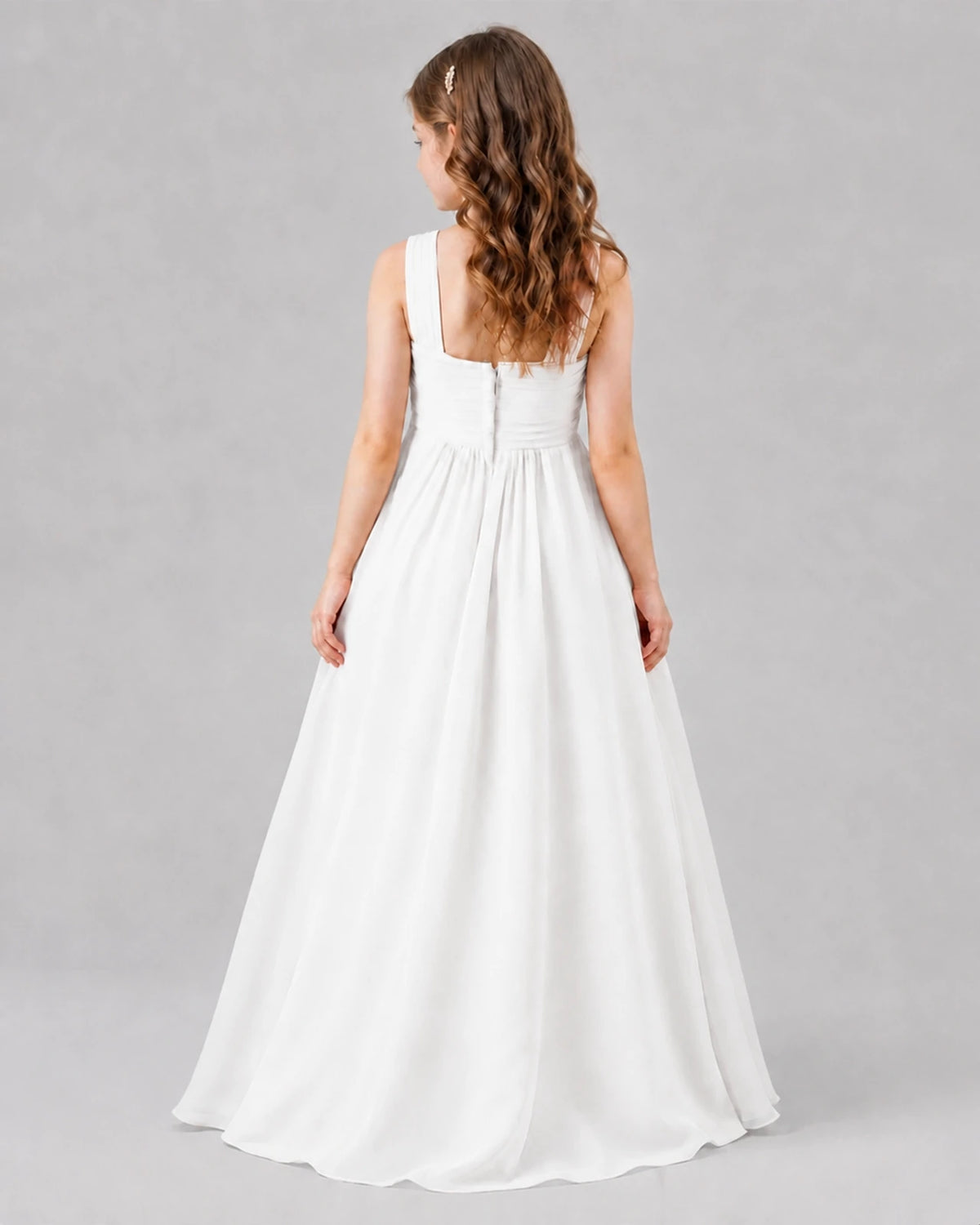 Ivory A-line Junior Bridesmaid Dresses Back