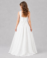 Ivory A-line Junior Bridesmaid Dresses Back