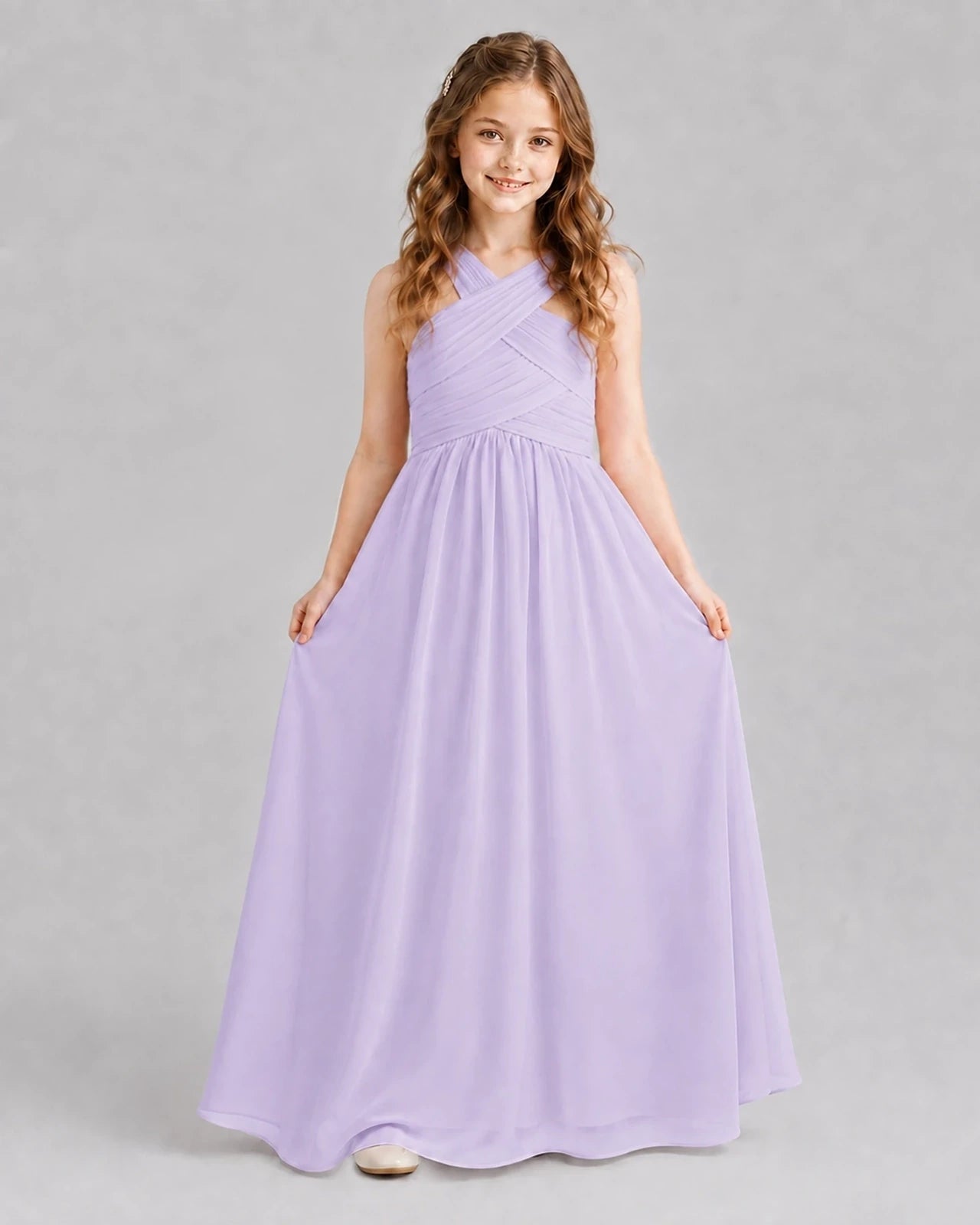 Lavender A-line Junior Bridesmaid Dresses Front