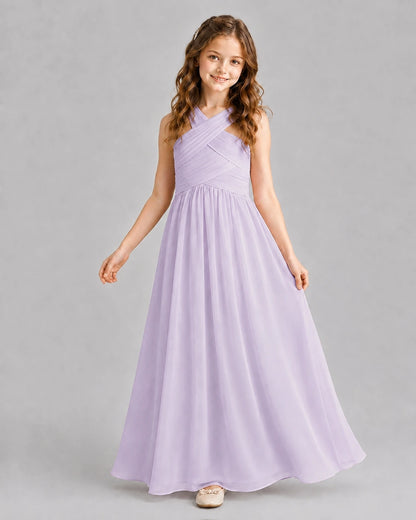 Lavender A-line Junior Bridesmaid Dresses Pose